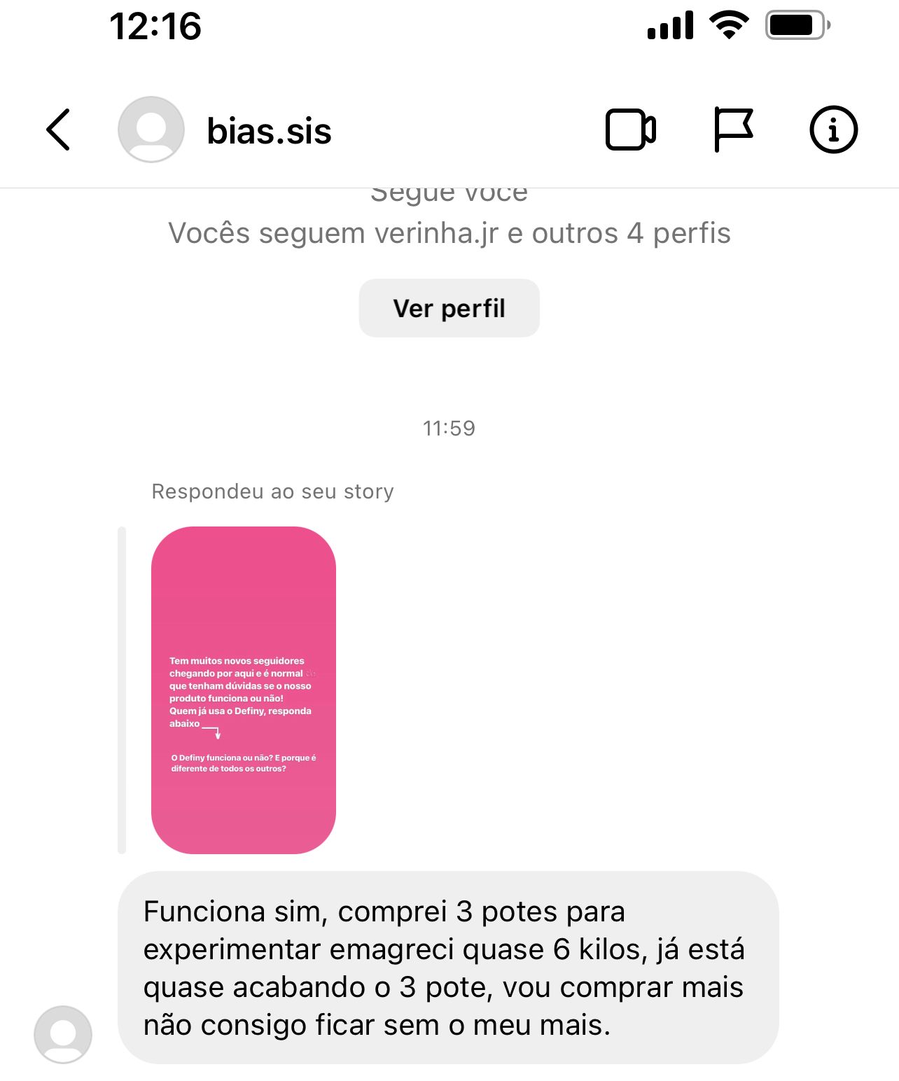 Depoimento bias.sis - Emagreci quase 6 kilos